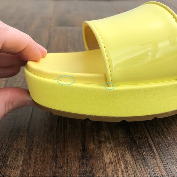 UGG Platform Sandal Ankle Wrap Square Toe Chunky Strappy Lennox Size 11 Yellow - Picture 9 of 15